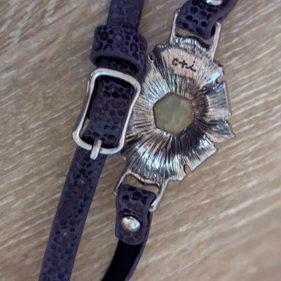 Chloe + Isabel Faux Leather Adjustable Necklace Rhinestone Gem Statement - Picture 5 of 5